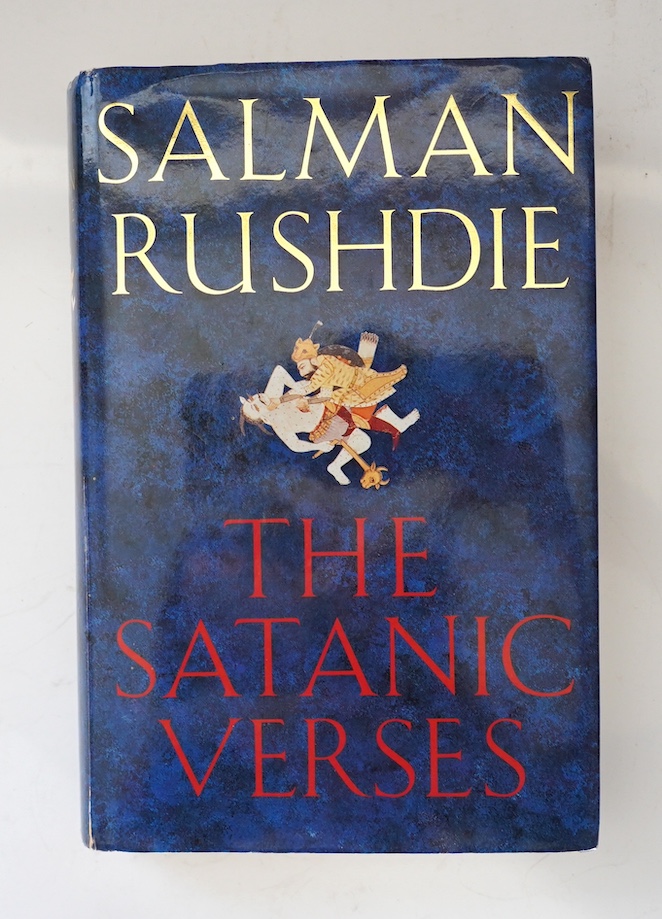 Rushdie, Salman - The Satanic Verses. 1st Edition. Signed by Author across title. publisher's cloth and d/wrapper. Viking, 1988